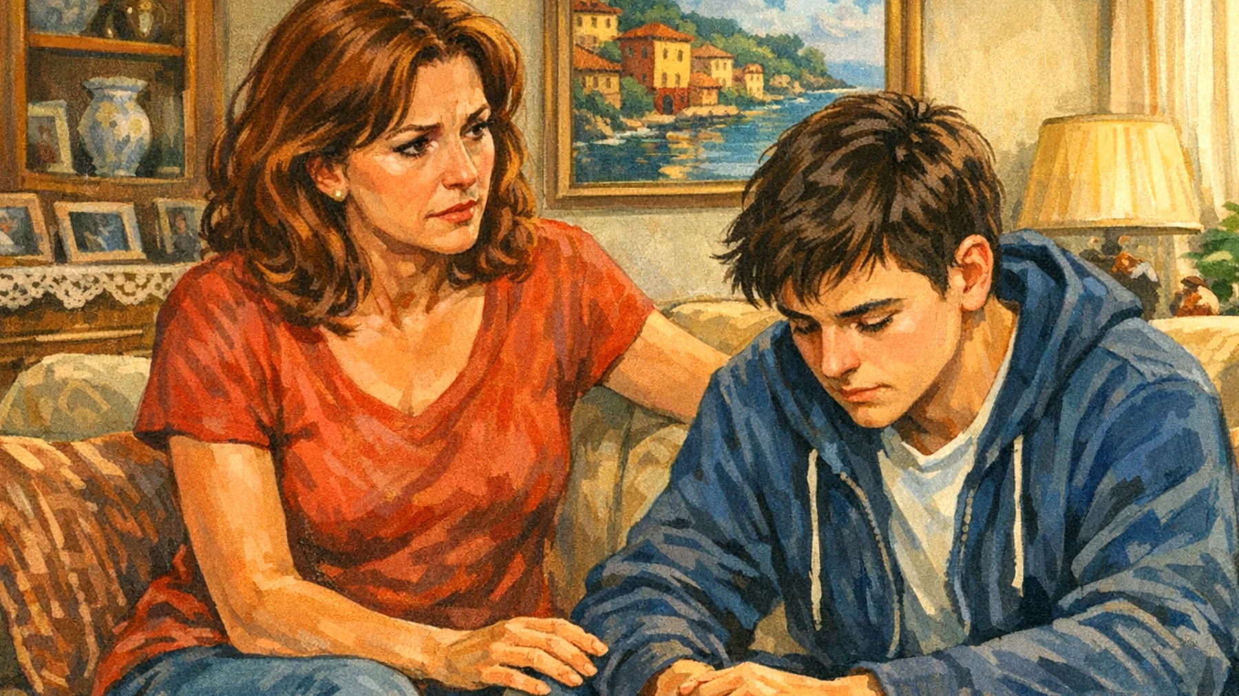 Mamma che affronta la dipendenza emotiva eccessiva del figlio adolescente che fatica a sviluppare autonomia e relazioni sociali al di fuori del nucleo familiare"