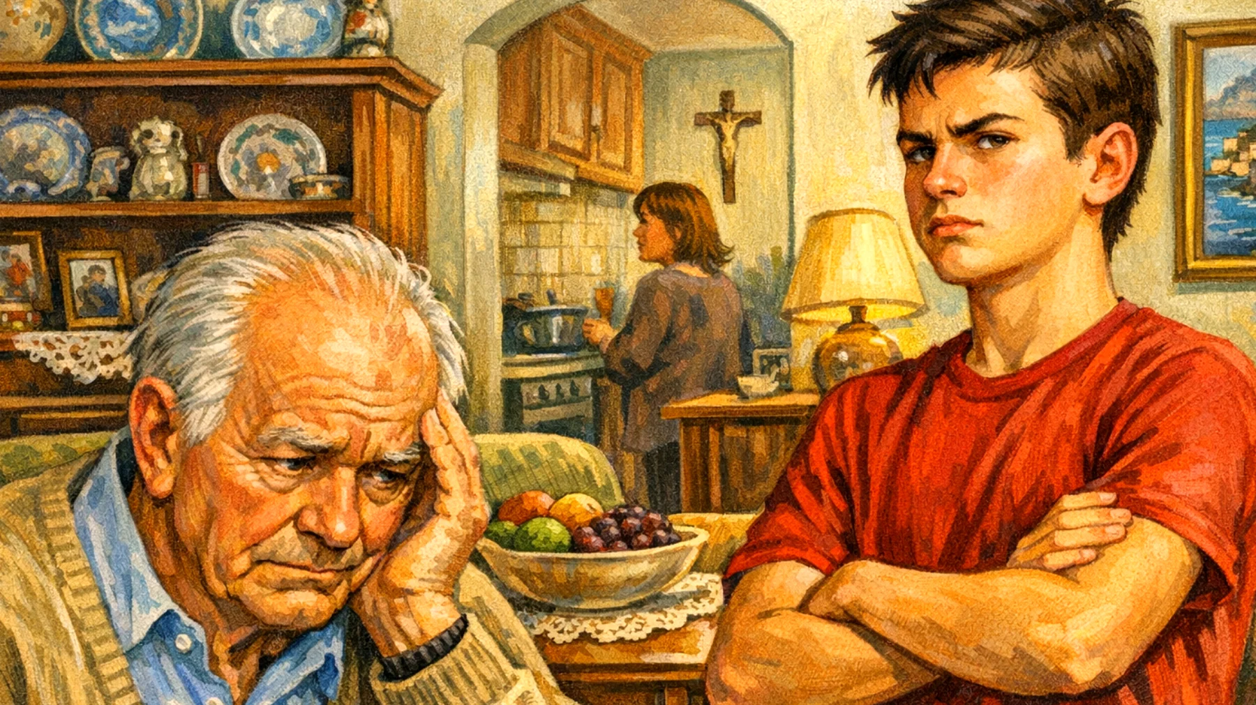 Il nonno fatica a gestire il nipote adolescente che trasgredisce sistematicamente le regole concordate con i genitori, creando tensioni familiari e mettendo in discussione la sua autorità"